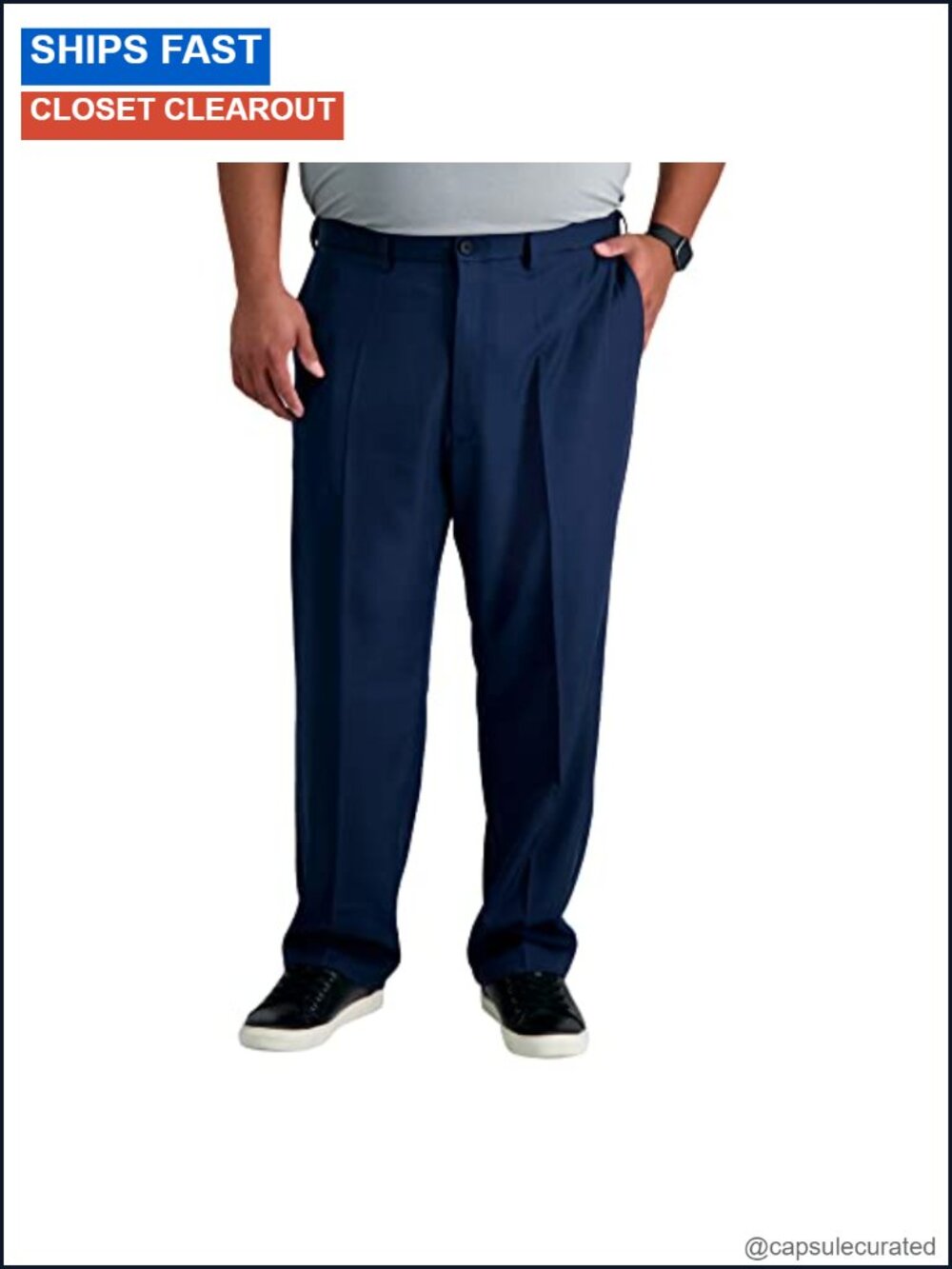 Classic Fit Flat Front Golf Dress Pants with Stretch